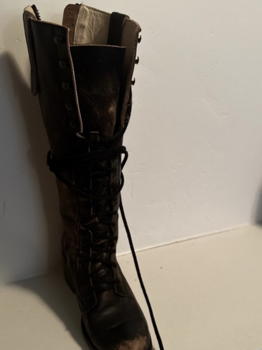 Freebird by Steven Brown Distressed Tall Lace-Up Combat Boots - Picture 3 of 9